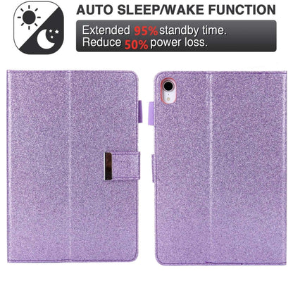 For iPad mini 6 / mini 2024 Hardware Buckle Deformation Holder Smart Leather Tablet Case(Glitter Purple) - iPad mini 2024 Cases by buy2fix | Online Shopping UK | buy2fix