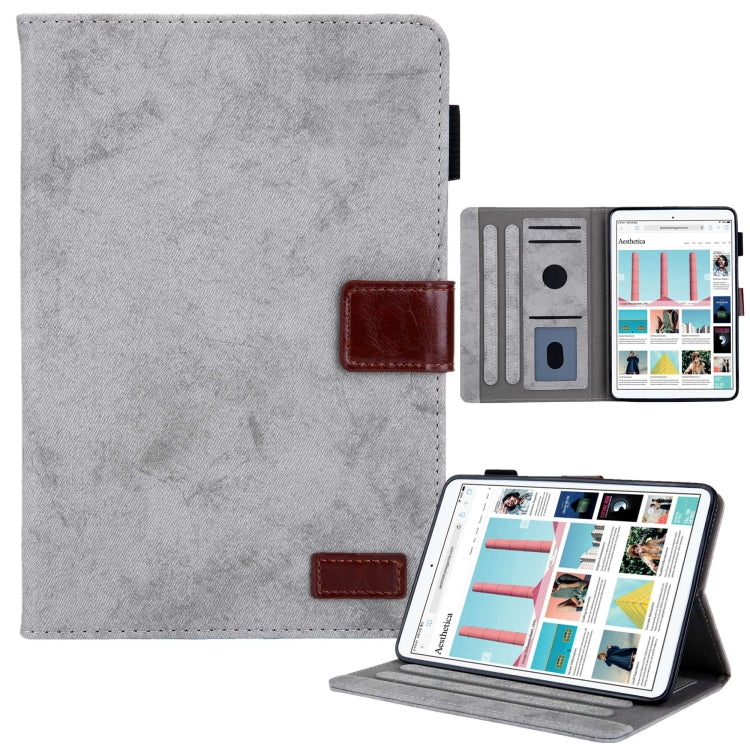For iPad mini 6 / mini 2024 Fabric Contrast Color Smart Leather Tablet Case(Grey) - iPad mini 2024 Cases by buy2fix | Online Shopping UK | buy2fix