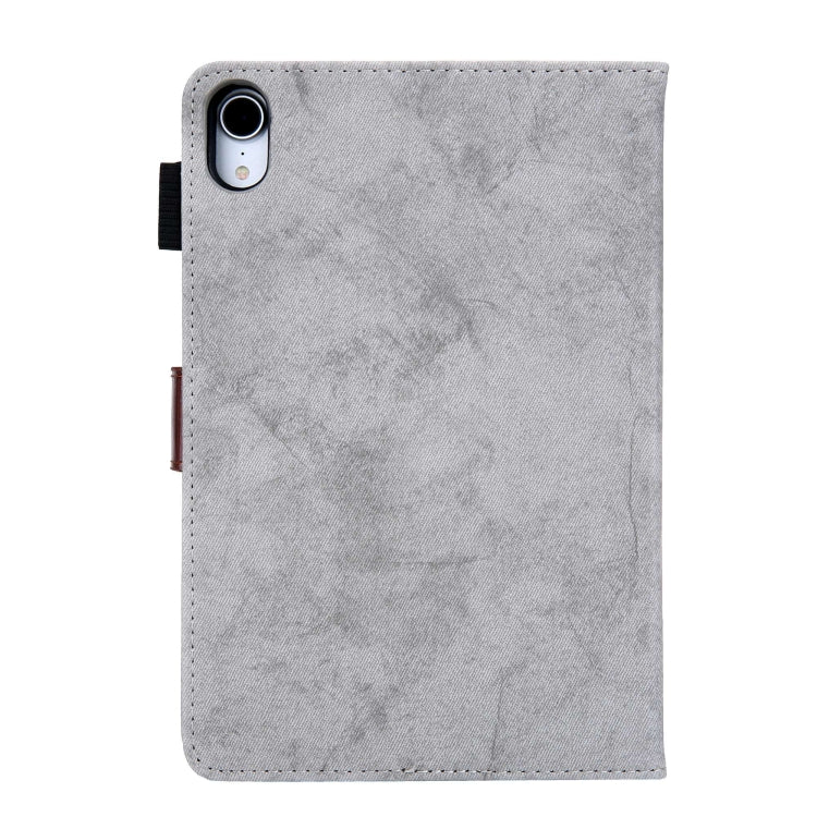 For iPad mini 6 / mini 2024 Fabric Contrast Color Smart Leather Tablet Case(Grey) - iPad mini 2024 Cases by buy2fix | Online Shopping UK | buy2fix