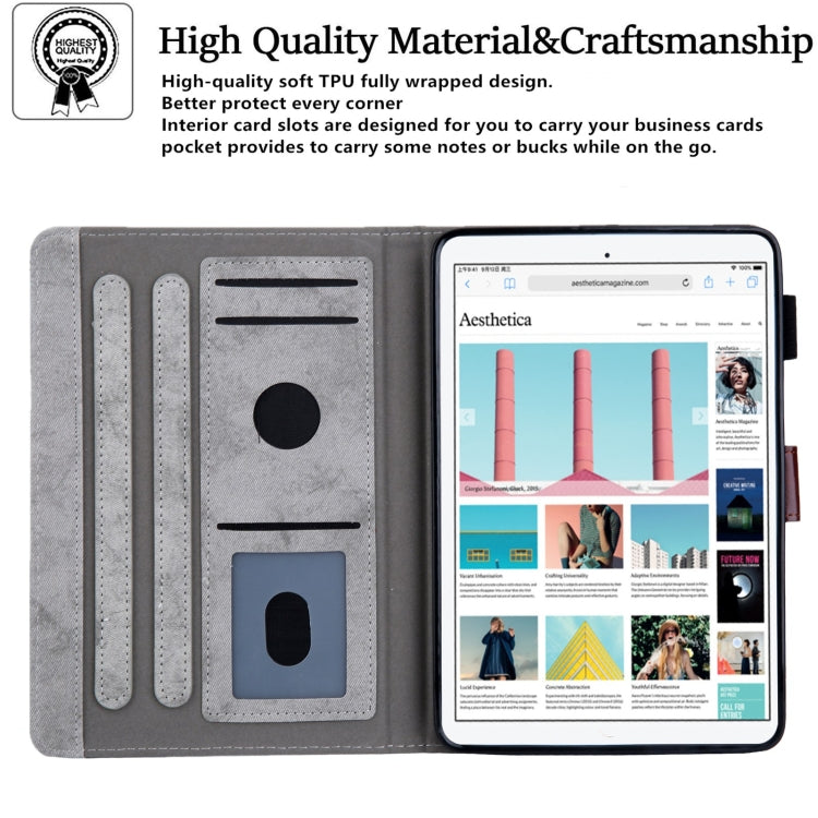 For iPad mini 6 / mini 2024 Fabric Contrast Color Smart Leather Tablet Case(Grey) - iPad mini 2024 Cases by buy2fix | Online Shopping UK | buy2fix