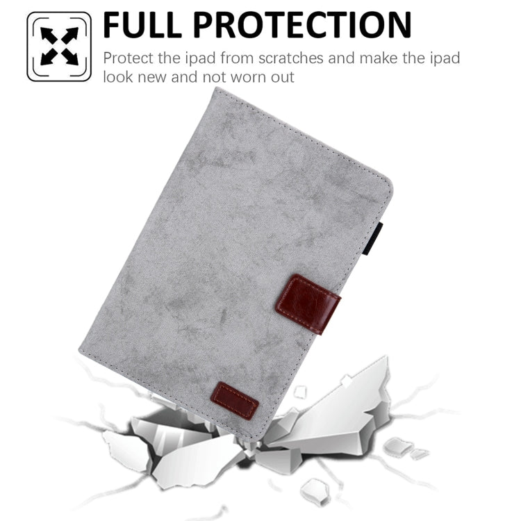 For iPad mini 6 / mini 2024 Fabric Contrast Color Smart Leather Tablet Case(Grey) - iPad mini 2024 Cases by buy2fix | Online Shopping UK | buy2fix