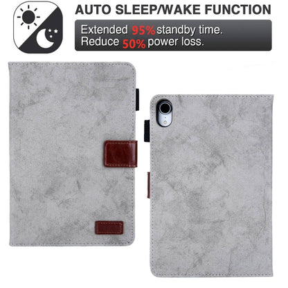 For iPad mini 6 / mini 2024 Fabric Contrast Color Smart Leather Tablet Case(Grey) - iPad mini 2024 Cases by buy2fix | Online Shopping UK | buy2fix
