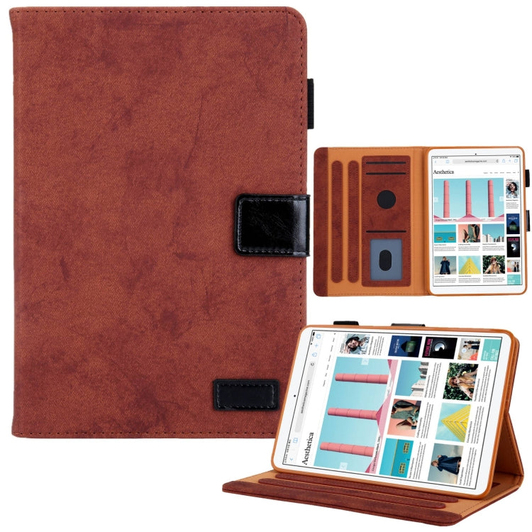 For iPad mini 6 / mini 2024 Fabric Contrast Color Smart Leather Tablet Case(Brown) - iPad mini 2024 Cases by buy2fix | Online Shopping UK | buy2fix