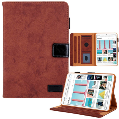 For iPad mini 6 / mini 2024 Fabric Contrast Color Smart Leather Tablet Case(Brown) - iPad mini 2024 Cases by buy2fix | Online Shopping UK | buy2fix