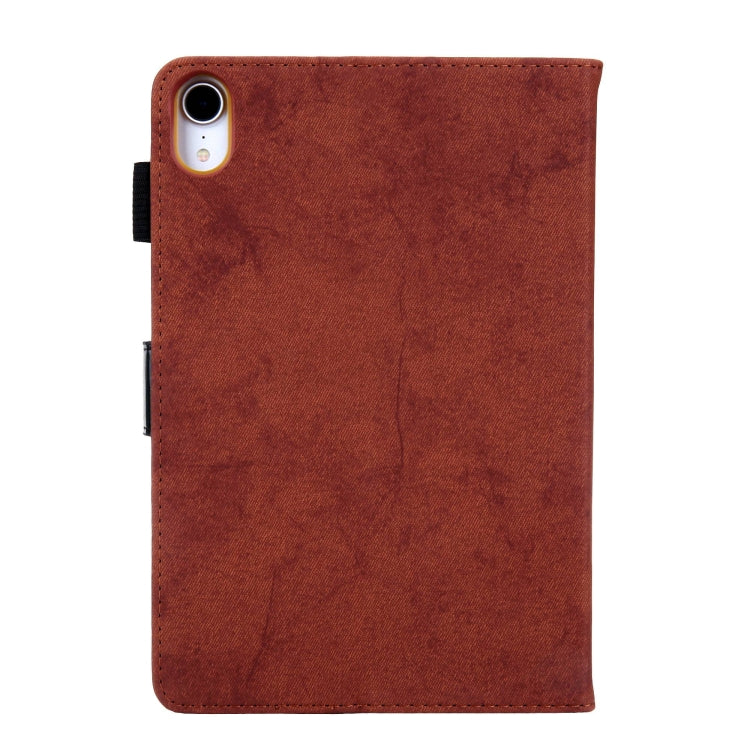 For iPad mini 6 / mini 2024 Fabric Contrast Color Smart Leather Tablet Case(Brown) - iPad mini 2024 Cases by buy2fix | Online Shopping UK | buy2fix