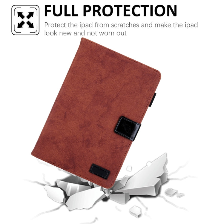 For iPad mini 6 / mini 2024 Fabric Contrast Color Smart Leather Tablet Case(Brown) - iPad mini 2024 Cases by buy2fix | Online Shopping UK | buy2fix