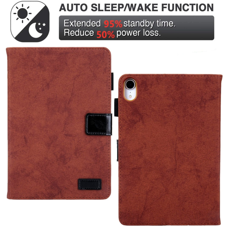 For iPad mini 6 / mini 2024 Fabric Contrast Color Smart Leather Tablet Case(Brown) - iPad mini 2024 Cases by buy2fix | Online Shopping UK | buy2fix