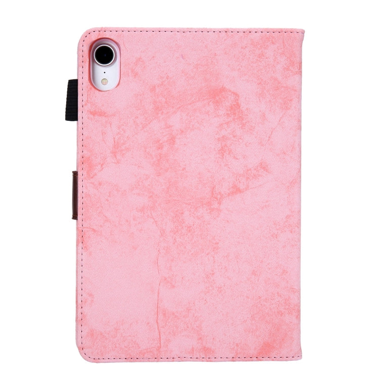 For iPad mini 6 / mini 2024 Fabric Contrast Color Smart Leather Tablet Case(Pink) - iPad mini 2024 Cases by buy2fix | Online Shopping UK | buy2fix