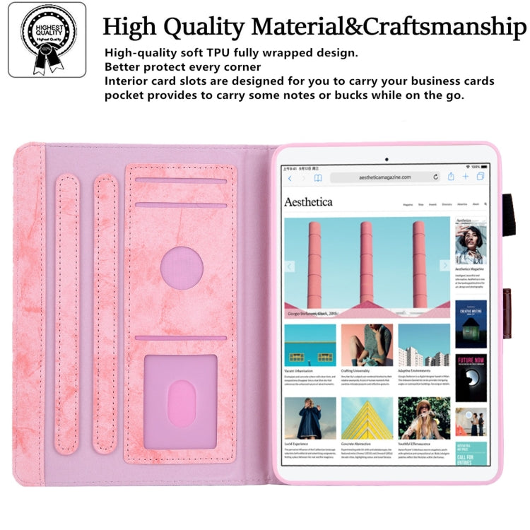 For iPad mini 6 / mini 2024 Fabric Contrast Color Smart Leather Tablet Case(Pink) - iPad mini 2024 Cases by buy2fix | Online Shopping UK | buy2fix