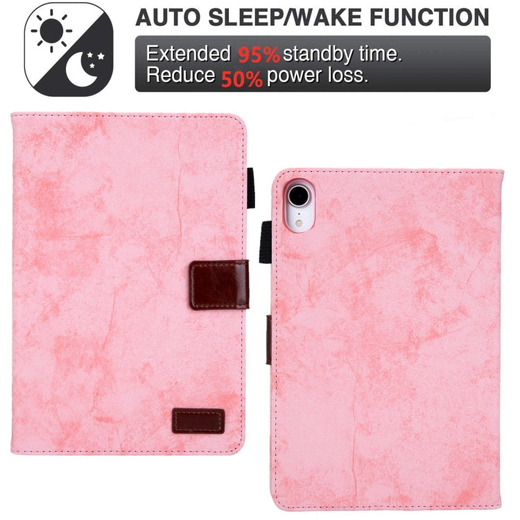 For iPad mini 6 / mini 2024 Fabric Contrast Color Smart Leather Tablet Case(Pink) - iPad mini 2024 Cases by buy2fix | Online Shopping UK | buy2fix