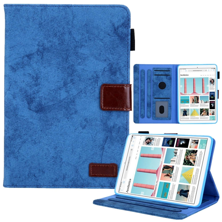 For iPad mini 6 / mini 2024 Fabric Contrast Color Smart Leather Tablet Case(Blue) - iPad mini 2024 Cases by buy2fix | Online Shopping UK | buy2fix