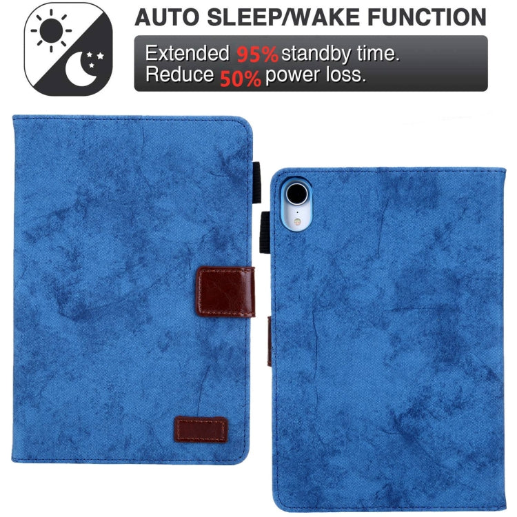For iPad mini 6 / mini 2024 Fabric Contrast Color Smart Leather Tablet Case(Blue) - iPad mini 2024 Cases by buy2fix | Online Shopping UK | buy2fix