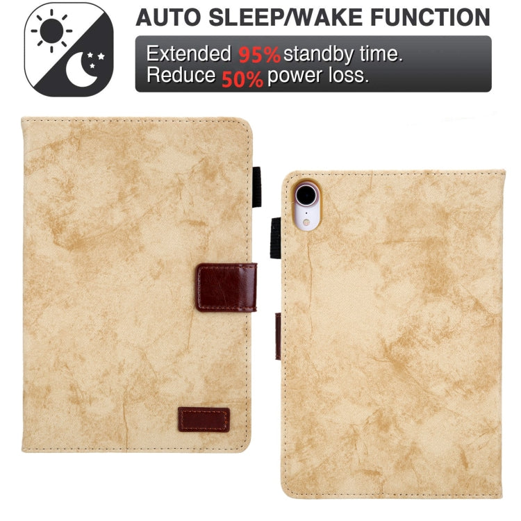 For iPad mini 6 / mini 2024 Fabric Contrast Color Smart Leather Tablet Case(Yellow) - iPad mini 2024 Cases by buy2fix | Online Shopping UK | buy2fix