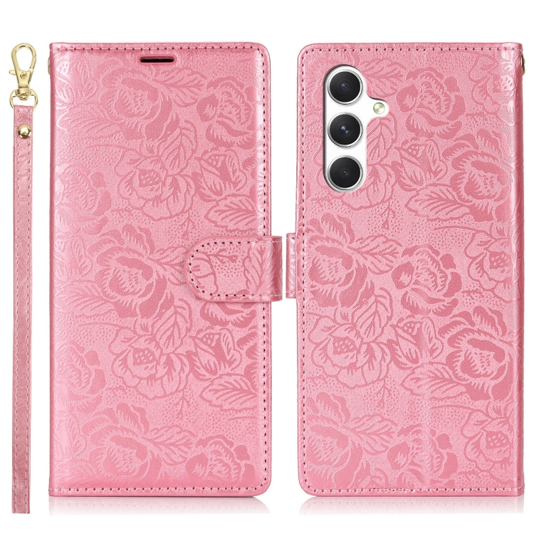 For Samsung Galaxy S25 5G Peony Flowers Imprint Leather Phone Case(Pink) - Galaxy S25 5G Cases by buy2fix | Online Shopping UK | buy2fix