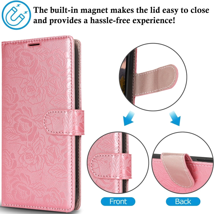 For Samsung Galaxy S25 5G Peony Flowers Imprint Leather Phone Case(Pink) - Galaxy S25 5G Cases by buy2fix | Online Shopping UK | buy2fix