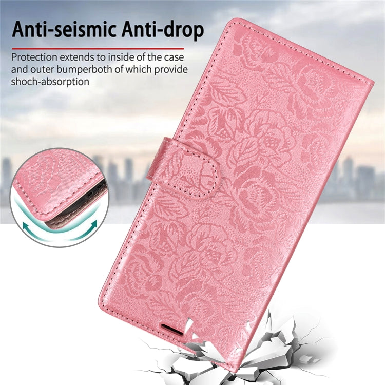 For Samsung Galaxy S25 5G Peony Flowers Imprint Leather Phone Case(Pink) - Galaxy S25 5G Cases by buy2fix | Online Shopping UK | buy2fix