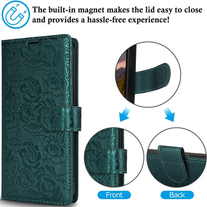 For Samsung Galaxy S25+ 5G Peony Flowers Imprint Leather Phone Case(Green) by buy2fix