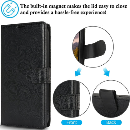 For Samsung Galaxy S25+ 5G Peony Flowers Imprint Leather Phone Case(Black) by buy2fix