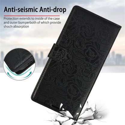 For Samsung Galaxy S25+ 5G Peony Flowers Imprint Leather Phone Case(Black) by buy2fix