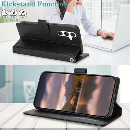 For Samsung Galaxy S25+ 5G Peony Flowers Imprint Leather Phone Case(Black) by buy2fix