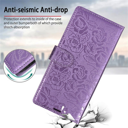 For Samsung Galaxy S25+ 5G Peony Flowers Imprint Leather Phone Case(Purple) by buy2fix