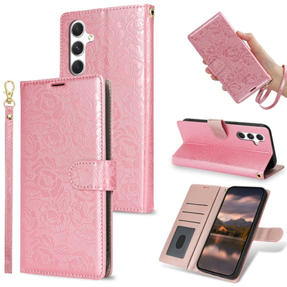 For Samsung Galaxy S25+ 5G Peony Flowers Imprint Leather Phone Case(Pink) by buy2fix