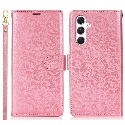 For Samsung Galaxy S25+ 5G Peony Flowers Imprint Leather Phone Case(Pink) by buy2fix