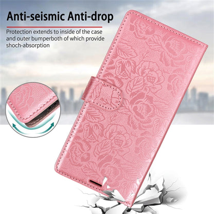 For Samsung Galaxy S25+ 5G Peony Flowers Imprint Leather Phone Case(Pink) by buy2fix