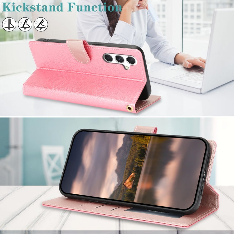 For Samsung Galaxy S25+ 5G Peony Flowers Imprint Leather Phone Case(Pink) by buy2fix