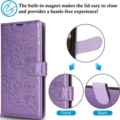 For Samsung Galaxy S25 Ultra 5G Peony Flowers Imprint Leather Phone Case(Purple) - Galaxy S25 Ultra 5G Cases by buy2fix | Online Shopping UK | buy2fix