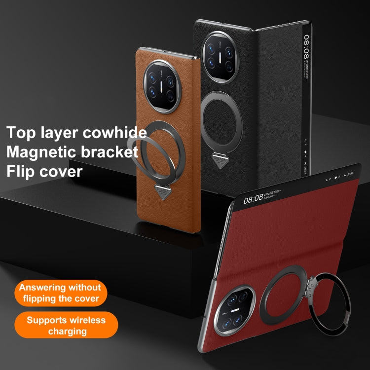 For Huawei Mate X5 / X3 SULADA Smart View Window MagSafe Magnetic Holder Leather Phone Case(Black) - Huawei Cases by SULADA | Online Shopping UK | buy2fix