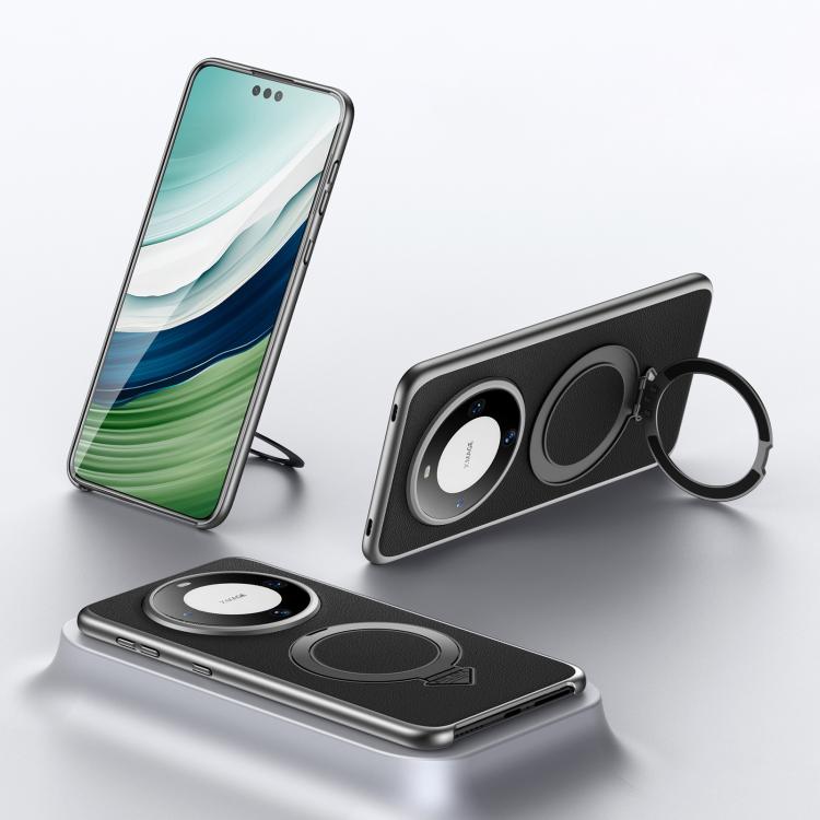 For Huawei Mate 60 Pro / Mate 60 Pro+ SULADA Top Grain Leather MagSafe Magnetic Holder Phone Case(Black) - Huawei Cases by SULADA | Online Shopping UK | buy2fix