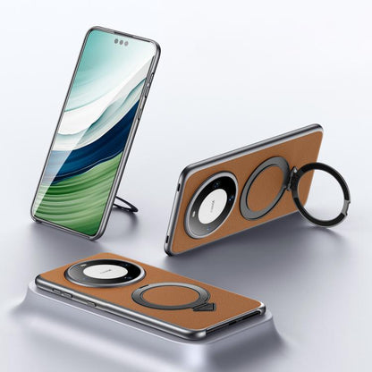 For Huawei Mate 60 Pro / Mate 60 Pro+ SULADA Top Grain Leather MagSafe Magnetic Holder Phone Case(Brown) - Huawei Cases by SULADA | Online Shopping UK | buy2fix