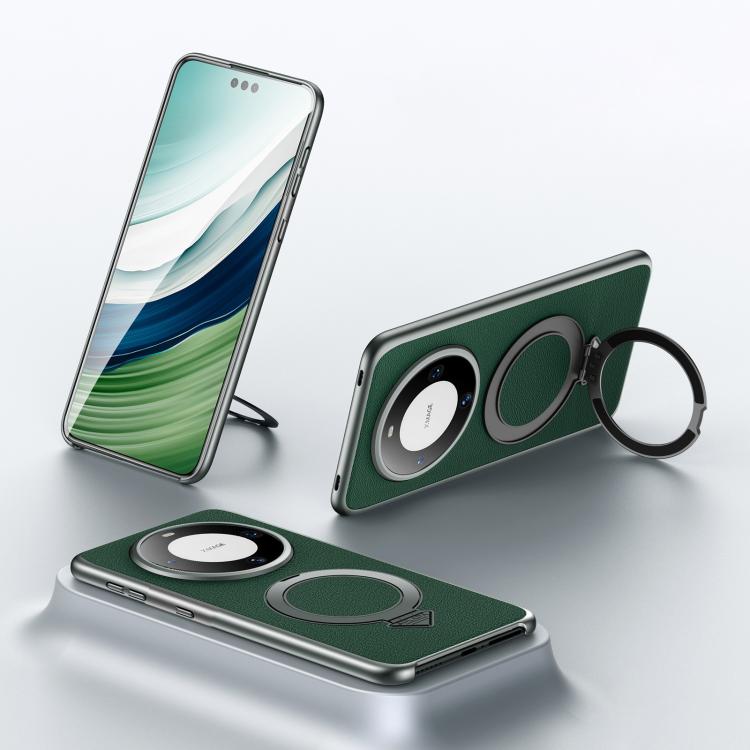 For Huawei Mate 60 Pro / Mate 60 Pro+ SULADA Top Grain Leather MagSafe Magnetic Holder Phone Case(Green) - Huawei Cases by SULADA | Online Shopping UK | buy2fix