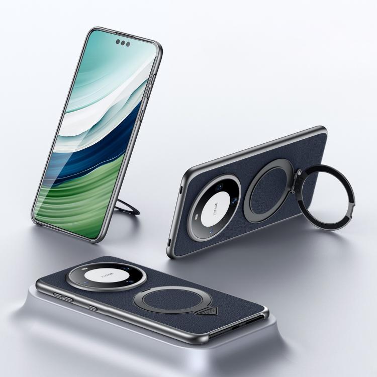 For Huawei Mate 60 SULADA Top Grain Leather MagSafe Magnetic Holder Phone Case(Blue) - Huawei Cases by SULADA | Online Shopping UK | buy2fix