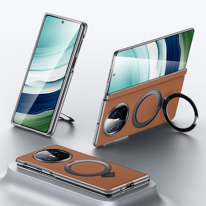 For Huawei Mate X5 / X3 SULADA Top Grain Leather MagSafe Magnetic Holder Phone Case(Brown) - Huawei Cases by SULADA | Online Shopping UK | buy2fix