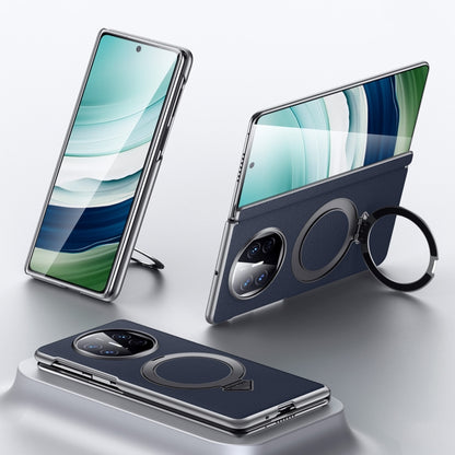 For Huawei Mate X5 / X3 SULADA Top Grain Leather MagSafe Magnetic Holder Phone Case(Blue) - Huawei Cases by SULADA | Online Shopping UK | buy2fix