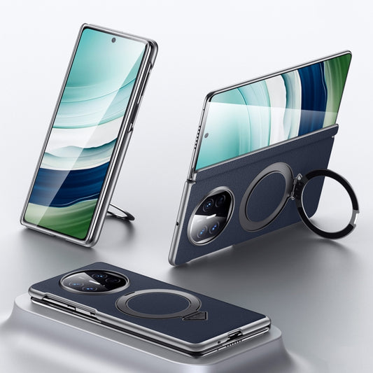 For Huawei Mate X5 / X3 SULADA Top Grain Leather MagSafe Magnetic Holder Phone Case(Blue) - Huawei Cases by SULADA | Online Shopping UK | buy2fix