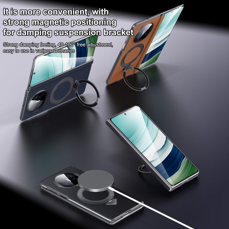 For Huawei Mate X5 / X3 SULADA Top Grain Leather MagSafe Magnetic Holder Phone Case(Green) - Huawei Cases by SULADA | Online Shopping UK | buy2fix