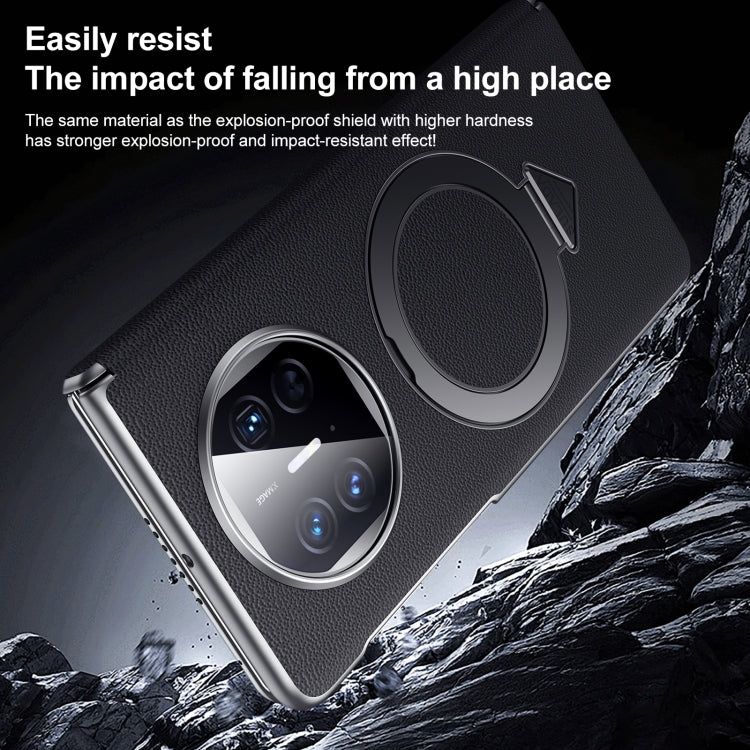 For Huawei Mate X5 / X3 SULADA Top Grain Leather MagSafe Magnetic Holder Phone Case(Green) - Huawei Cases by SULADA | Online Shopping UK | buy2fix