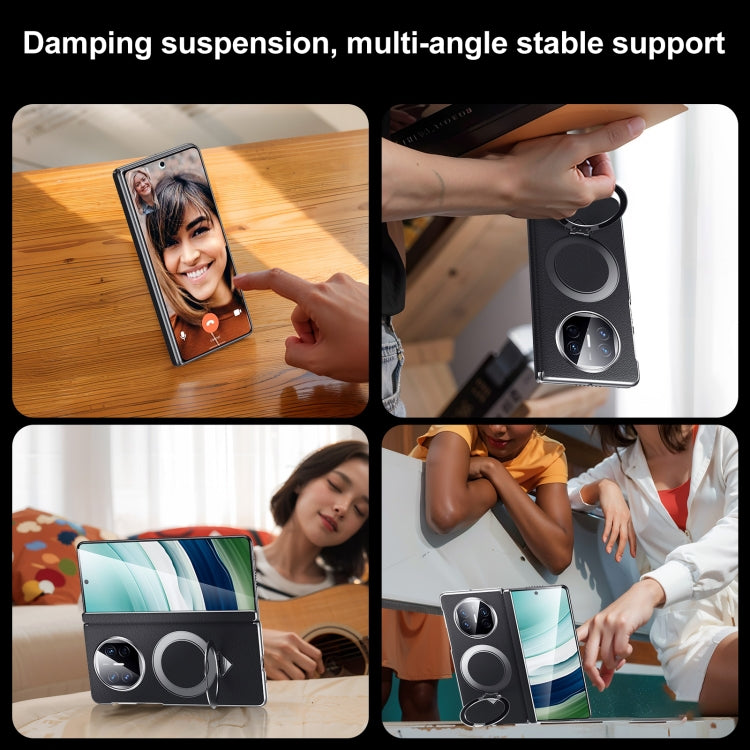 For Huawei Mate X5 / X3 SULADA Top Grain Leather MagSafe Magnetic Holder Phone Case(Blue) - Huawei Cases by SULADA | Online Shopping UK | buy2fix