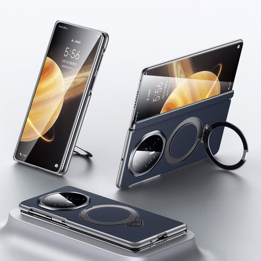 For Honor Magic V3 SULADA Top Grain Leather MagSafe Magnetic Holder Phone Case(Blue) - Honor Cases by SULADA | Online Shopping UK | buy2fix