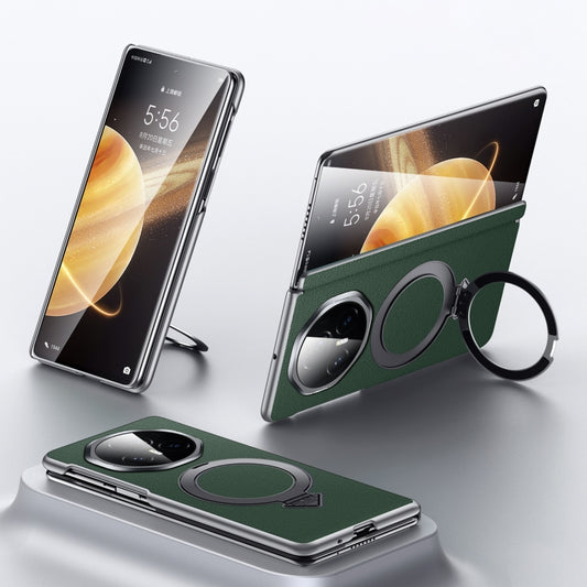 For Honor Magic V3 SULADA Top Grain Leather MagSafe Magnetic Holder Phone Case(Green) - Honor Cases by SULADA | Online Shopping UK | buy2fix