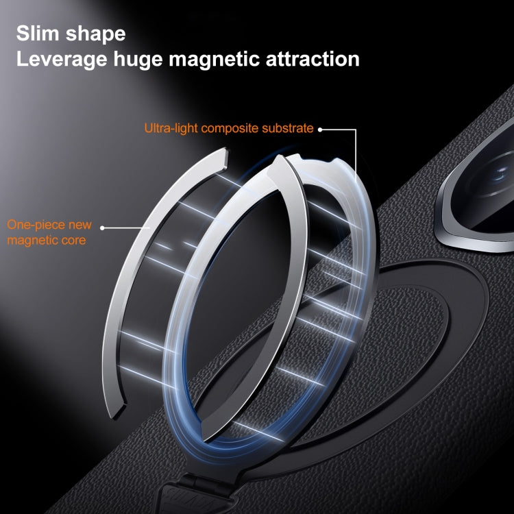 For Honor Magic V3 SULADA Top Grain Leather MagSafe Magnetic Holder Phone Case(Blue) - Honor Cases by SULADA | Online Shopping UK | buy2fix