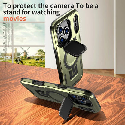 For iPhone 17 Pro Max Shield Frame Holder MagSafe Phone Case(Olive Green) - iPhone 17 Pro Max Cases by buy2fix | Online Shopping UK | buy2fix