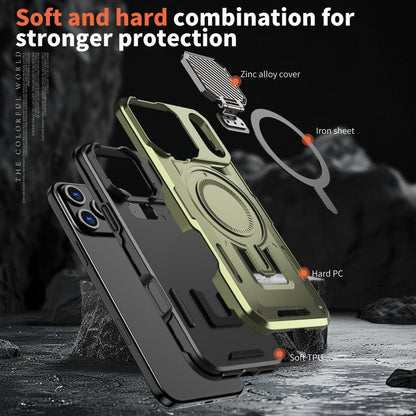 For iPhone 17 Pro Max Shield Frame Holder MagSafe Phone Case(Olive Green) - iPhone 17 Pro Max Cases by buy2fix | Online Shopping UK | buy2fix