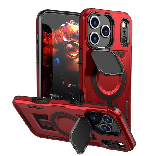 For iPhone 17 Pro Max Shield Frame Holder MagSafe Phone Case(Red) - iPhone 17 Pro Max Cases by buy2fix | Online Shopping UK | buy2fix