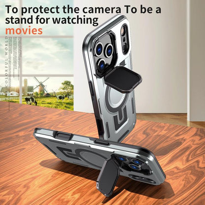 For iPhone 17 Pro Max Shield Frame Holder MagSafe Phone Case(Grey) - iPhone 17 Pro Max Cases by buy2fix | Online Shopping UK | buy2fix