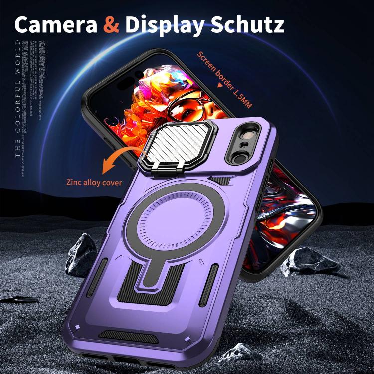 For iPhone 17 Pro Max Shield Frame Holder MagSafe Phone Case(Purple) - iPhone 17 Pro Max Cases by buy2fix | Online Shopping UK | buy2fix