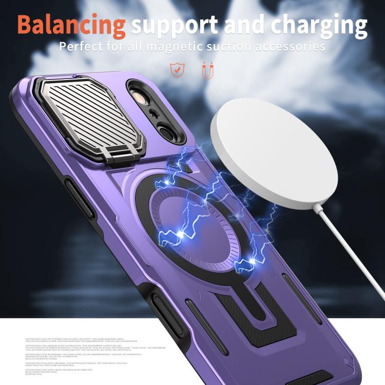 For iPhone 17 Pro Max Shield Frame Holder MagSafe Phone Case(Purple) - iPhone 17 Pro Max Cases by buy2fix | Online Shopping UK | buy2fix